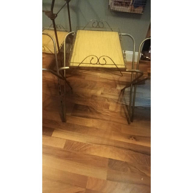 Vintage Cesare Lacca Style Rolling and Folding 2-Tier 4-Tray Bar Cart / Tea Cart For Sale - Image 10 of 17