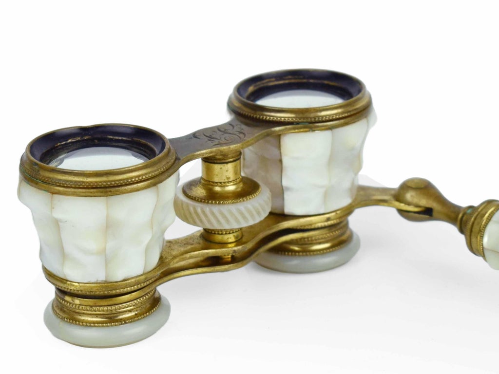 Antique 19th Century Colmont Opera Glasses Antique 1905 Colmont FT Paris Bronze & Mother of Pearl Opera  main image 3