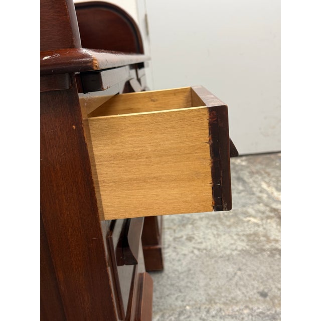 Victorian Lebus Manner Oak Roll Top Desk For Sale - Image 10 of 12