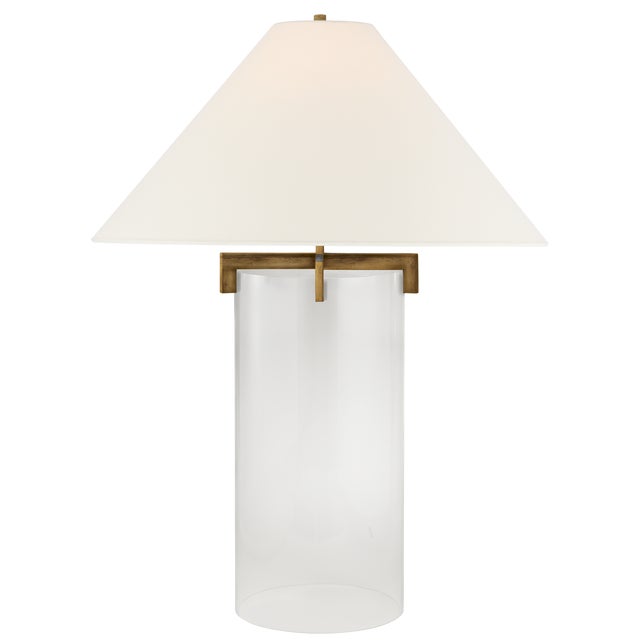 Modern J. Randall Powers by Visual Comfort Signature Brooks Table Lamp in Crystal and Gilded Iron with Linen Shade For Sale - Image 3 of 3