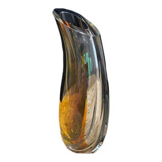 Kosta Boda High Lilac/Amber Orchid Vase For Sale