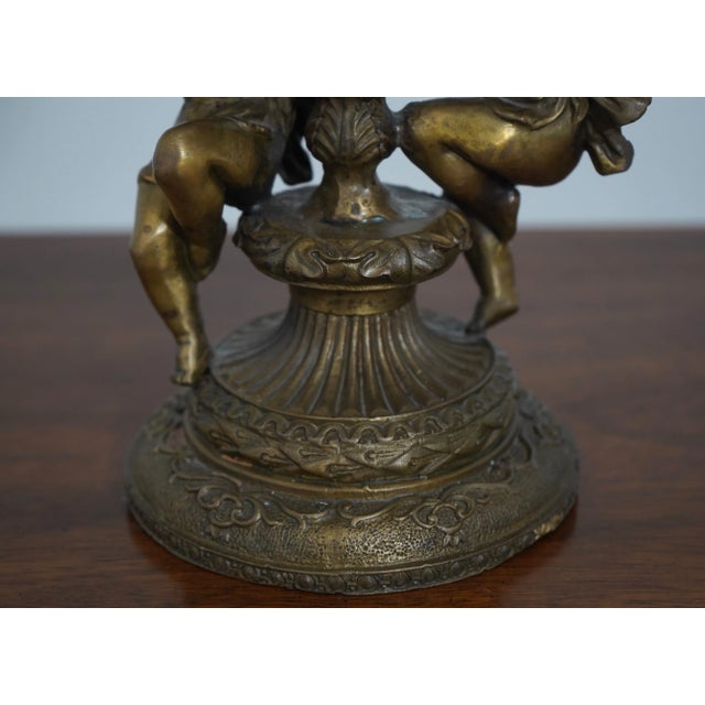 Bronze Victorian Era Bronze Cherub Base Crystal Compote Bowl For Sale - Image 8 of 9