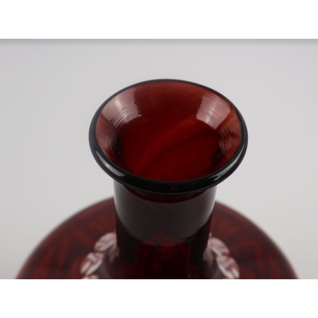 Vintage Bohemian Ruby Flashed Cut Glass Bedside Carafe & Tumbler Set For Sale - Image 4 of 9