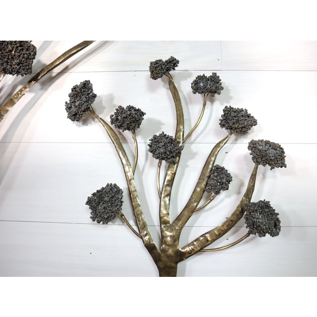 Metal Vintage Brutalist Large Brass Set of 3 Tree Wall Hanging Sculpture Jacqui of California Gold Mid Century Modern Retro 50's 60's For Sale - Image 7 of 14