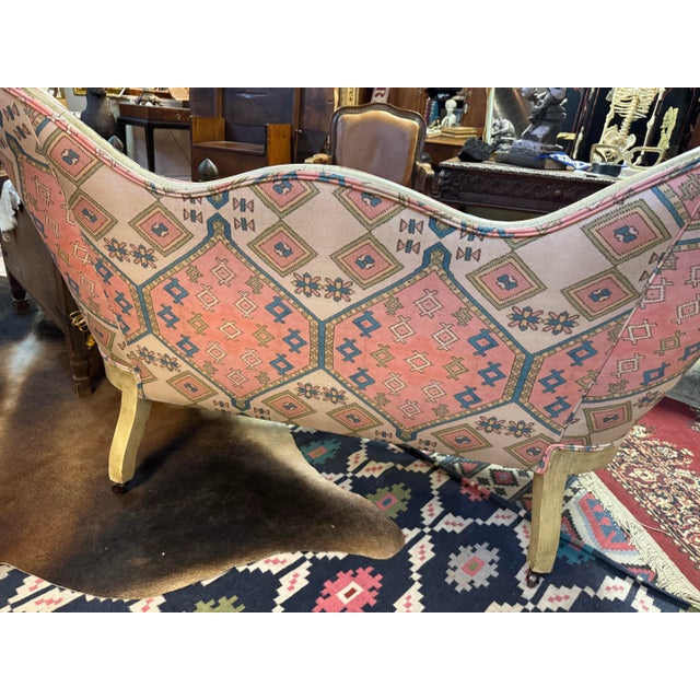 Pink Vintage French Provincial Style Settee With Gorgeous Upholstery For Sale - Image 8 of 14