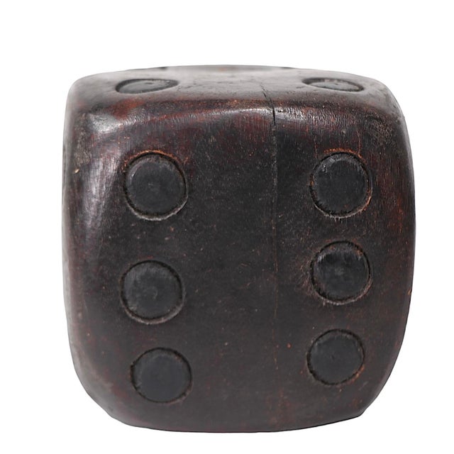 Large Folk Art Carved Wood Dice For Sale - Image 4 of 9