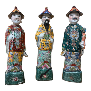 Set of 3 Chinese Famille Rose Figures / Wise Men, 20th Century, Signed
