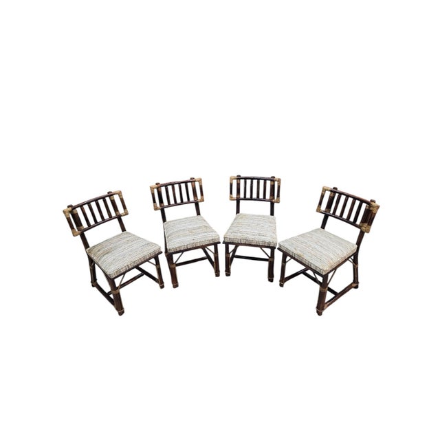 MCM Attributed to John Wisner for Ficks Reed Rattan & Bamboo Dining Chairs, Set of 6 For Sale In Chicago - Image 6 of 12