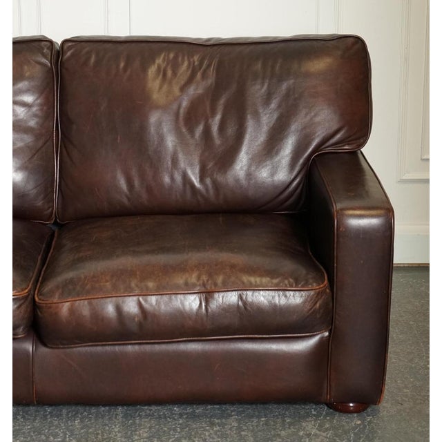Vintage Brown Leather Two to Three Seater Sofa For Sale - Image 4 of 16