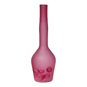 Murano Ermanno Toso Satin Surface Pink Canes Vintage Italian Art Glass Decorative Bottle Vase