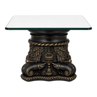 Mid 20th Century Italian Sculptural Ebonized Cocktail Table With Floating Glass Top For Sale