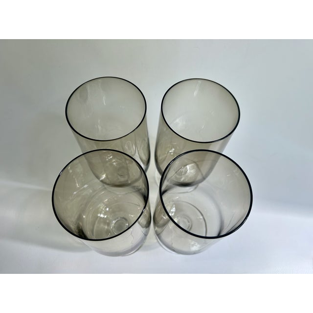Tall Set of 4 Crystal Tawny & Clear Stem Glasses, 1970's For Sale - Image 11 of 18