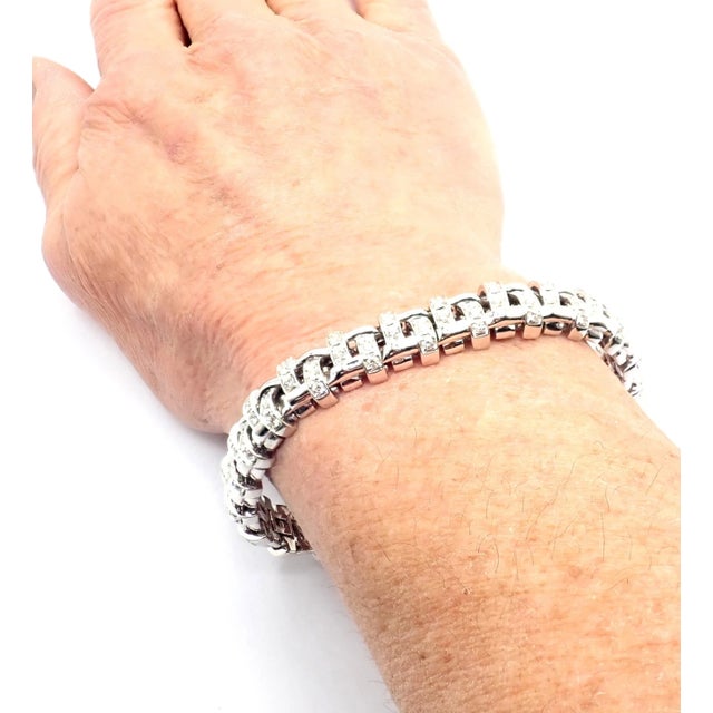 Tiffany & Co. Vannerie White Gold Basket Weave Diamond Bracelet For Sale - Image 13 of 13