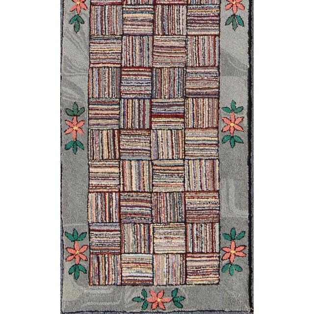 Antique American Hooked Runner With Colorful Patchwork Design 2'4" X 11'2" For Sale - Image 4 of 10