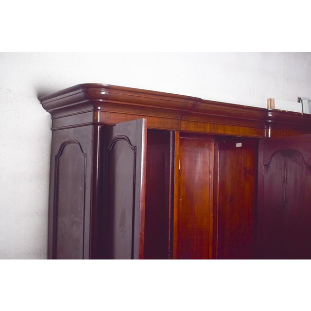 Wood Antique English Mahogany Wardrobe with Central Mirror For Sale - Image 7 of 9