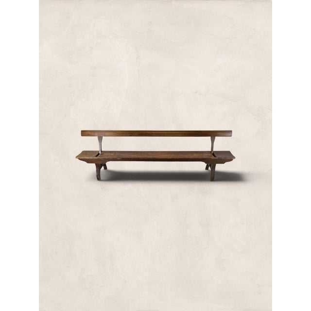 Late 19th Century Late 19th Century Antique English Long Pine Tram Bench, 9 Feet Long For Sale - Image 5 of 9