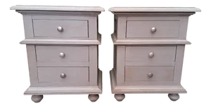Lacquered Bedside Tables with Drawers, Set of 2