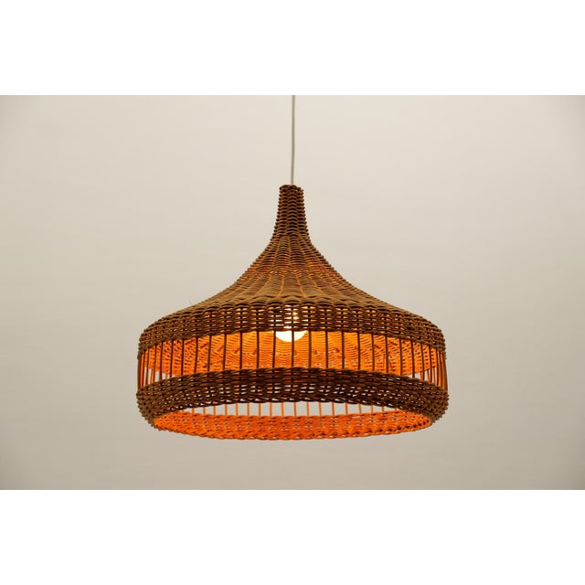 Mid-Century Modern Rattan Wicker Pendant Light, 1960s For Sale - Image 6 of 9
