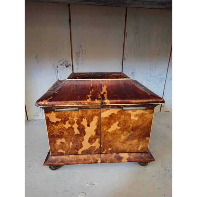 Antique English Faux Tortoiseshell Tea Caddy For Sale - Image 12 of 15