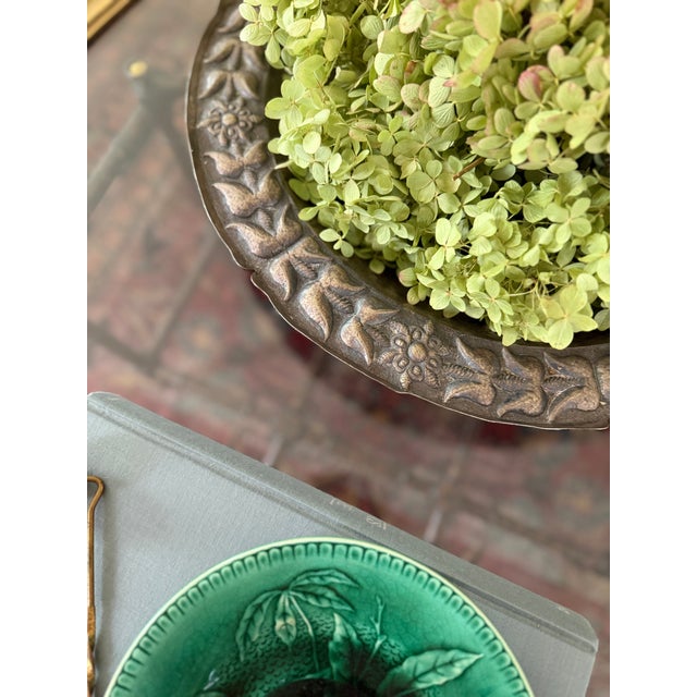 Folk Art Antique Hand-Hammered Tinned Copper Repoussé Bowl For Sale - Image 3 of 5