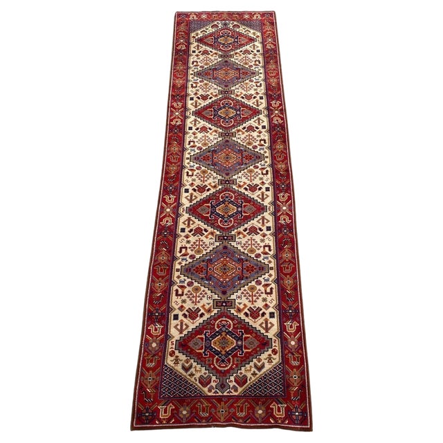 Vintage French Knotted Runner Rug, 1940s For Sale