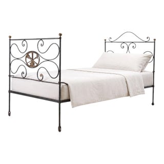19th C. French Napoleon III Empire Wrought Iron Bronze Daybed For Sale