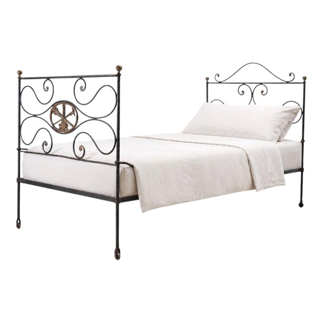 19th C. French Napoleon III Empire Wrought Iron Bronze Daybed For Sale