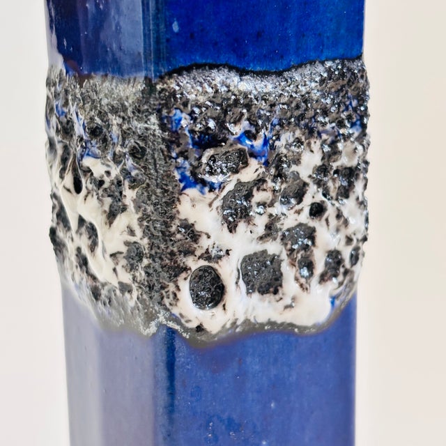 Mid 20th Century Mid Century German Blue Lava Glaze Bud Vase For Sale - Image 5 of 8