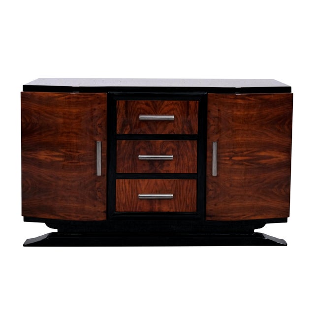 1930s Art Deco Sideboard in Walnut with Nickel Fittings, 1930s For Sale - Image 5 of 10