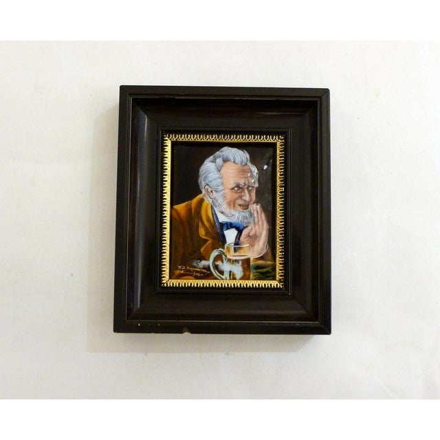 Small Male Portrait Painting, in Limoges Enamel Painted on Copper by Carmona, Mid-20th Century For Sale - Image 11 of 12