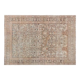19th Century Persian Tabriz Beige and Brown Handwoven Wool Rug For Sale