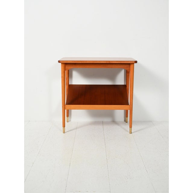 Brown Scandinavian Coffee Table with Display Shelf, 1950s For Sale - Image 8 of 8