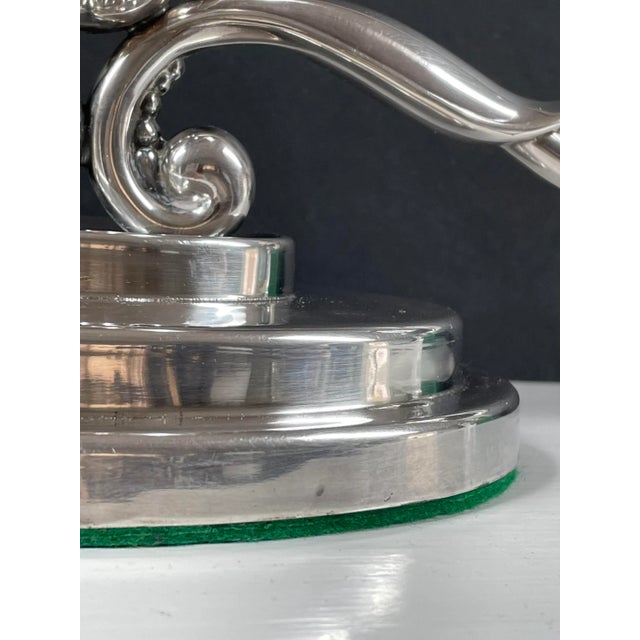 Vintage Danish Silver Plate Candelabra Epergne With Center Bowl by Hans Jensen For Sale - Image 11 of 13