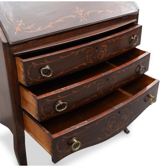 Late 19th Century Antique French Marquetry Secretaire Desk For Sale - Image 5 of 13