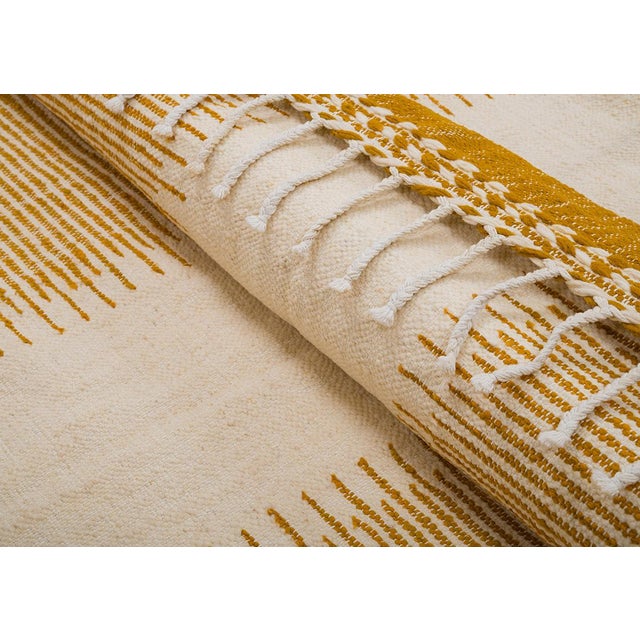 Flat-Weave Hand-Knotted Moroccan Wool & Cotton | 7'11" X 5'2" | One of a Kind For Sale - Image 6 of 7