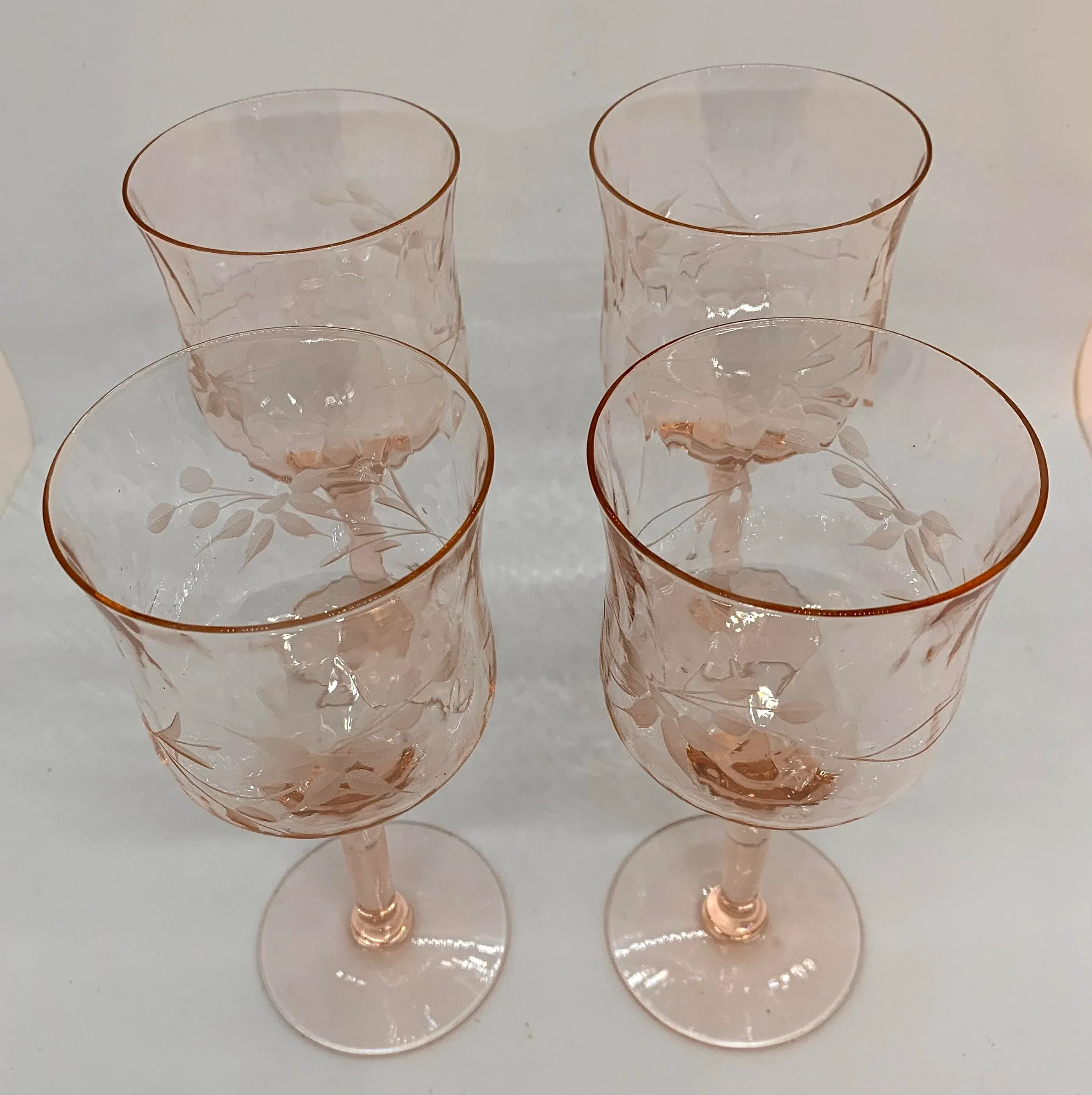 1940s Pink Depression Wine Glasses- Set of 4