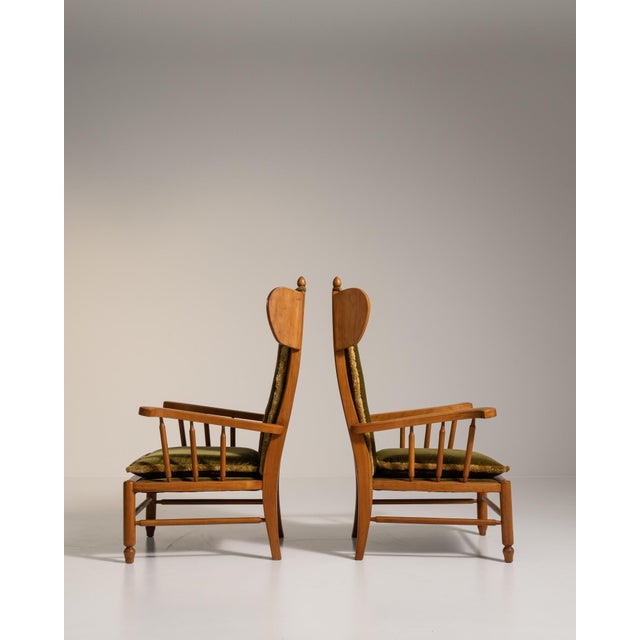 1970s Brown Wood Pair of Lounge Chairs For Sale - Image 13 of 16