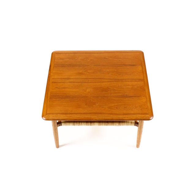Wood 1960s Danish Modern / Mid Century Square Coffee Table Attributed to Kurt Østervig for Jason Mobler— Cane Shelf For Sale - Image 7 of 7
