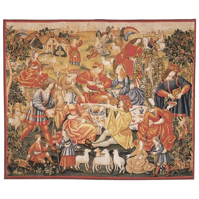 Originally woven at the Tournai Workshops in Flanders at the end of the fifteenth century, this tapestry depicts richly-...