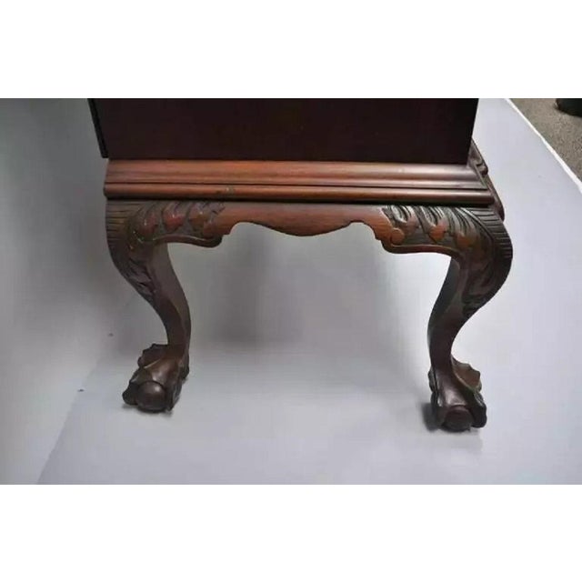 Wood Georgian Chippendale Style Mahogany Block Front Shell Carved Secretary Desk For Sale - Image 7 of 10
