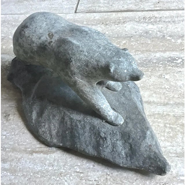 Contemporary Vintage Carved Stone Bear Sculpture For Sale - Image 3 of 9
