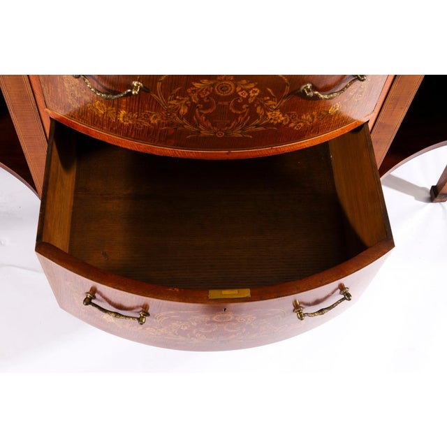 Antique 19th Century Marquetry Serpentine Display Cabinet from Edwards & Roberts For Sale - Image 16 of 18