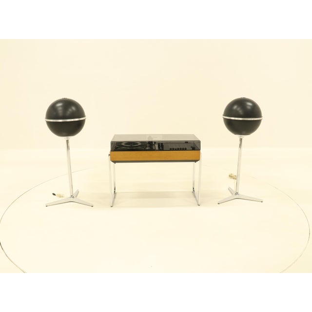 Wega Studio 3212 Hi-fi on foot, designed by Verner Panton, combined with 2 Grundig Audiorama speakers model 8000. The hif-...