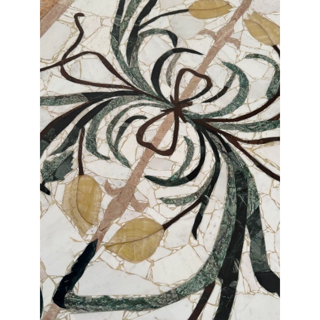 White 1970s Italian Marble Floral Mosaic Dining Table For Sale - Image 8 of 11