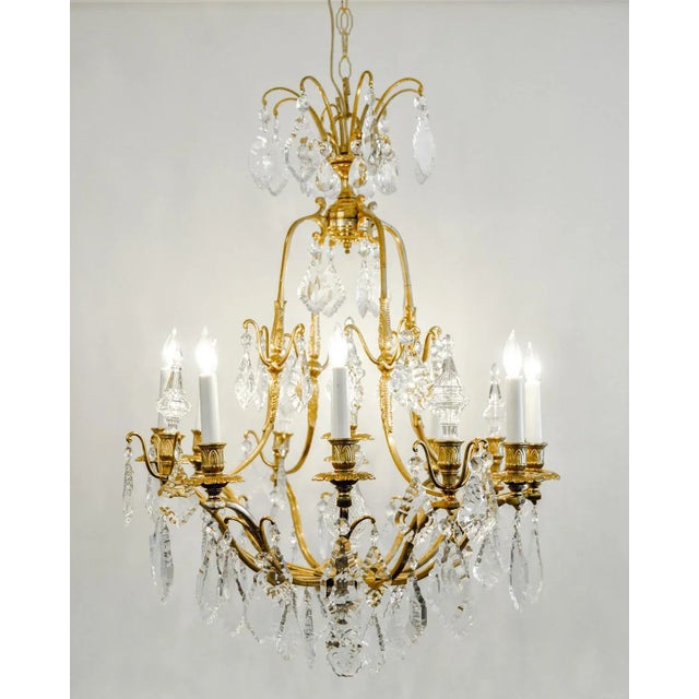 1920s Antique French Cut Crystal Eight Arm Chandelier For Sale - Image 11 of 11