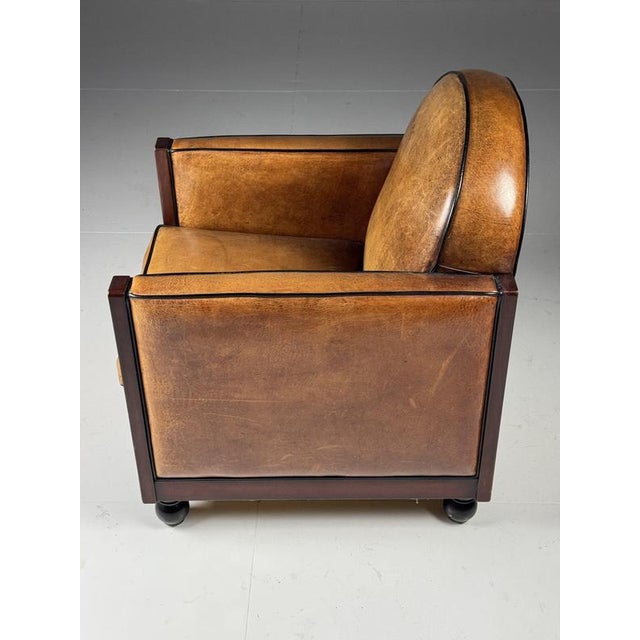 Brown Art Deco Club Chairs in Sheepskin, Set of 2 For Sale - Image 8 of 18