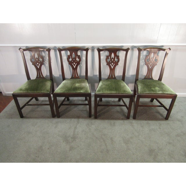 Henkel Harris Solid Mahogany Set of Eight Chippendale Style Dining Chairs For Sale - Image 9 of 12