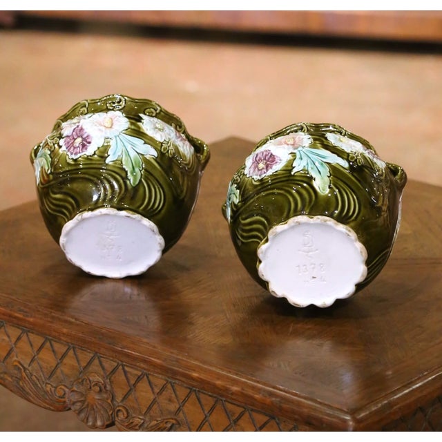 Late 19th Century French Barbotine Garniture by De Bruyn, Set of 3 For Sale - Image 9 of 12