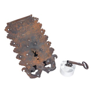 Ancient Lock with Iron Key, 1800s For Sale