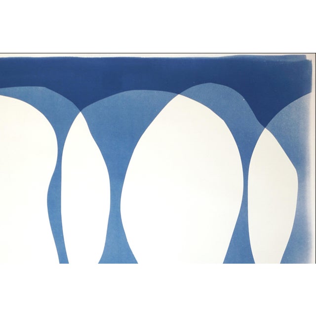 2026, Nine Lives, Minimalist Horizontal Diptych in Blue Tones, Circles Sequence, Monotype Cyanotype on Paper by Kind of Cyan For Sale - Image 10 of 10